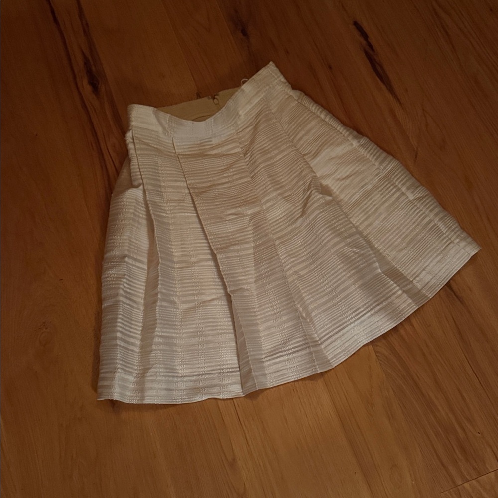 Ann Taylor Ivory Textured Skirt